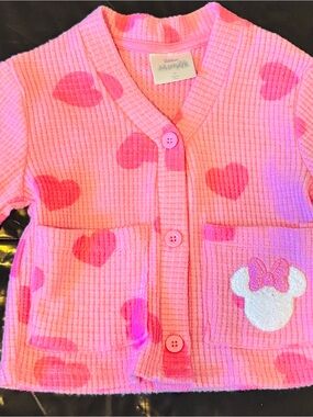 Disney Pink Heart Knit Cardigan with Minnie